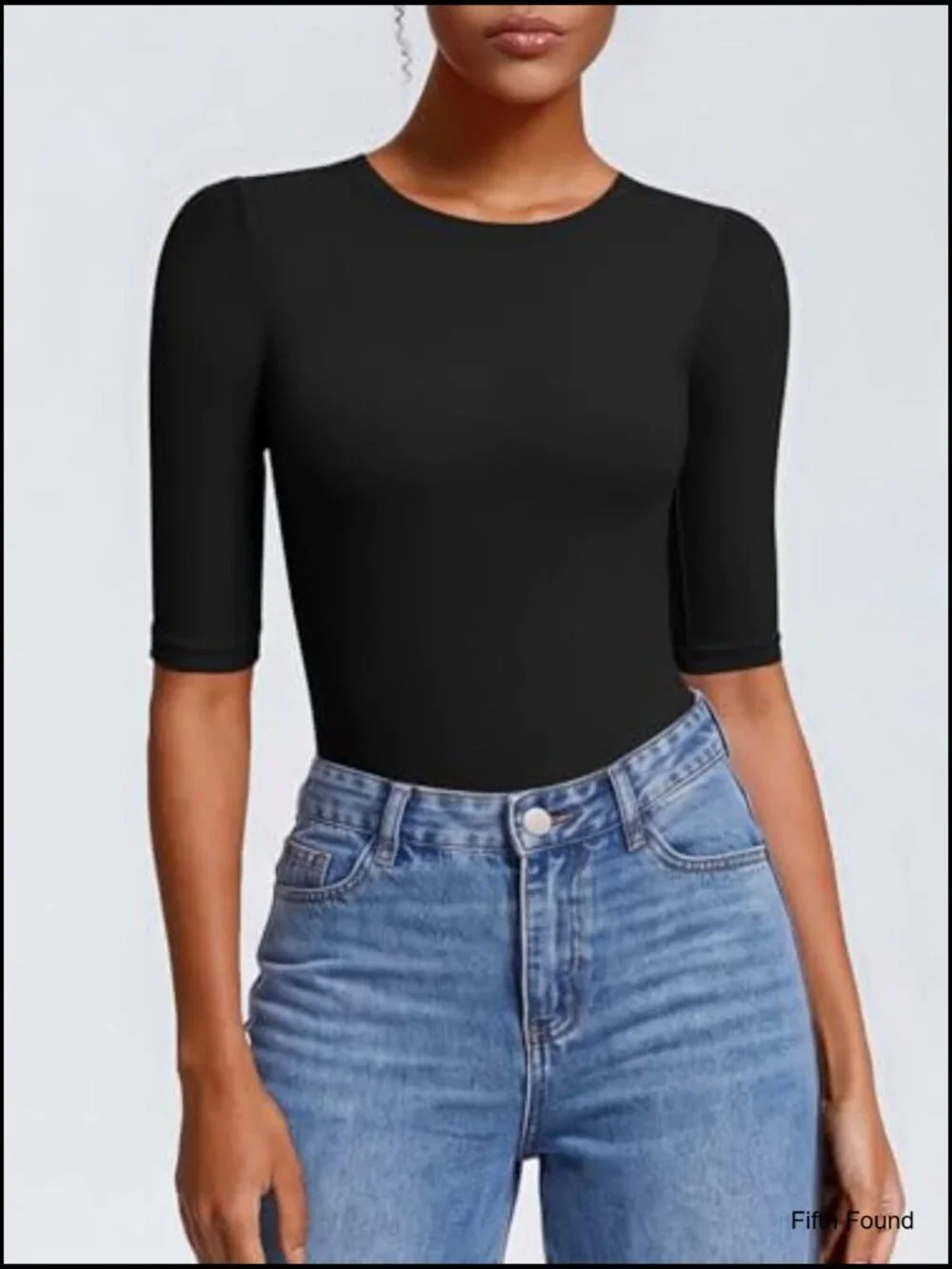 Women's Half Sleeve Crew Neck Bodysuit 3/4 Sleeve Slim Fit Going Out Top